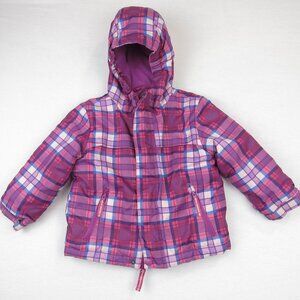 Cat & Jack Toddler Size Girls Plaid Hooded Jacket Multicolor Full Zip Pockets